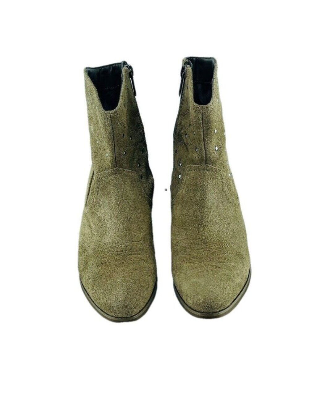 BANDOLINO Boot Erissa Taupe Suede Leather Ankle Round Toe Low Stacked Heel Weste - Picture 2 of 11